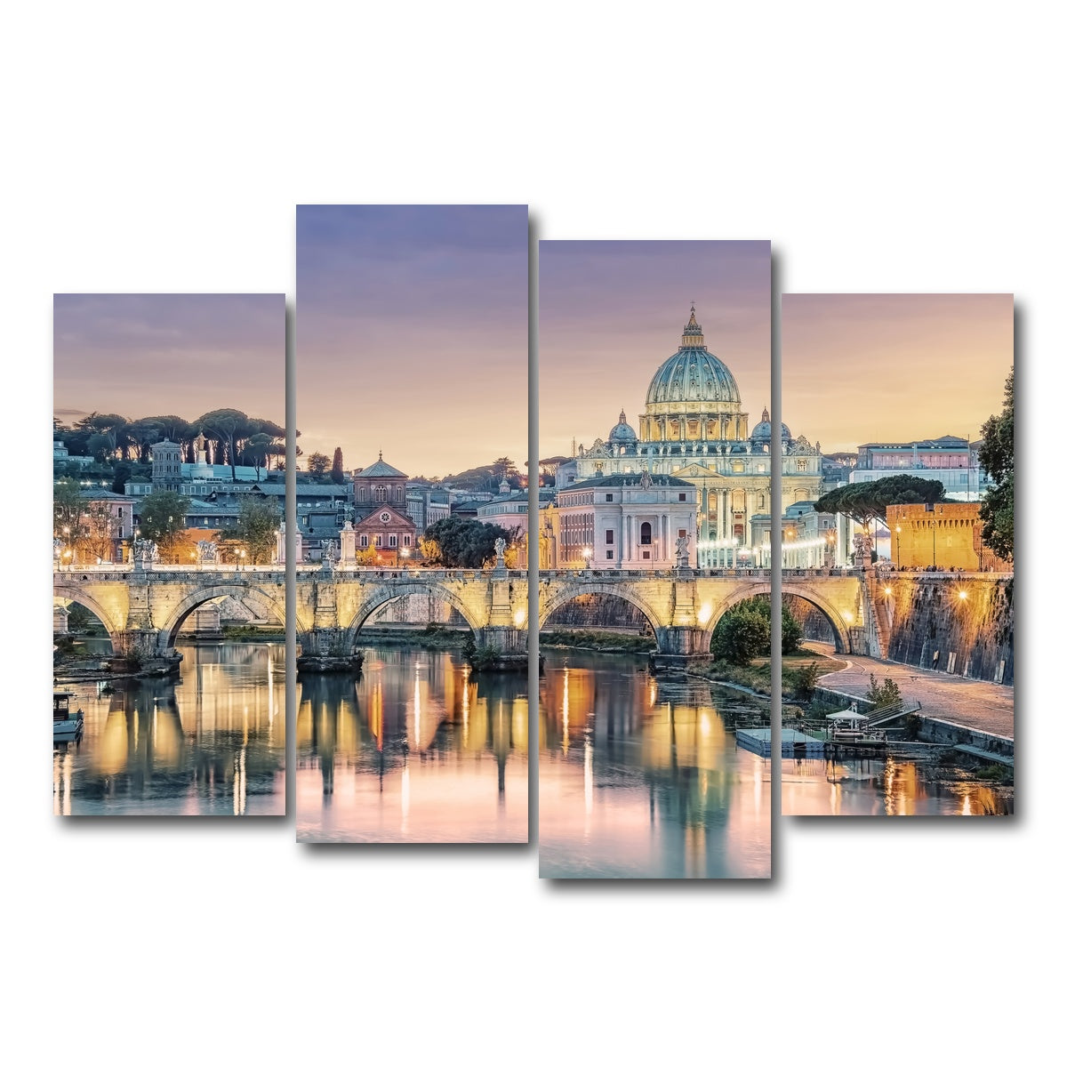 AUTO-MOCKUP WHITE | Sunset In Rome | 4 Piece | Gallery Wrap Canvas | group=4_normal
