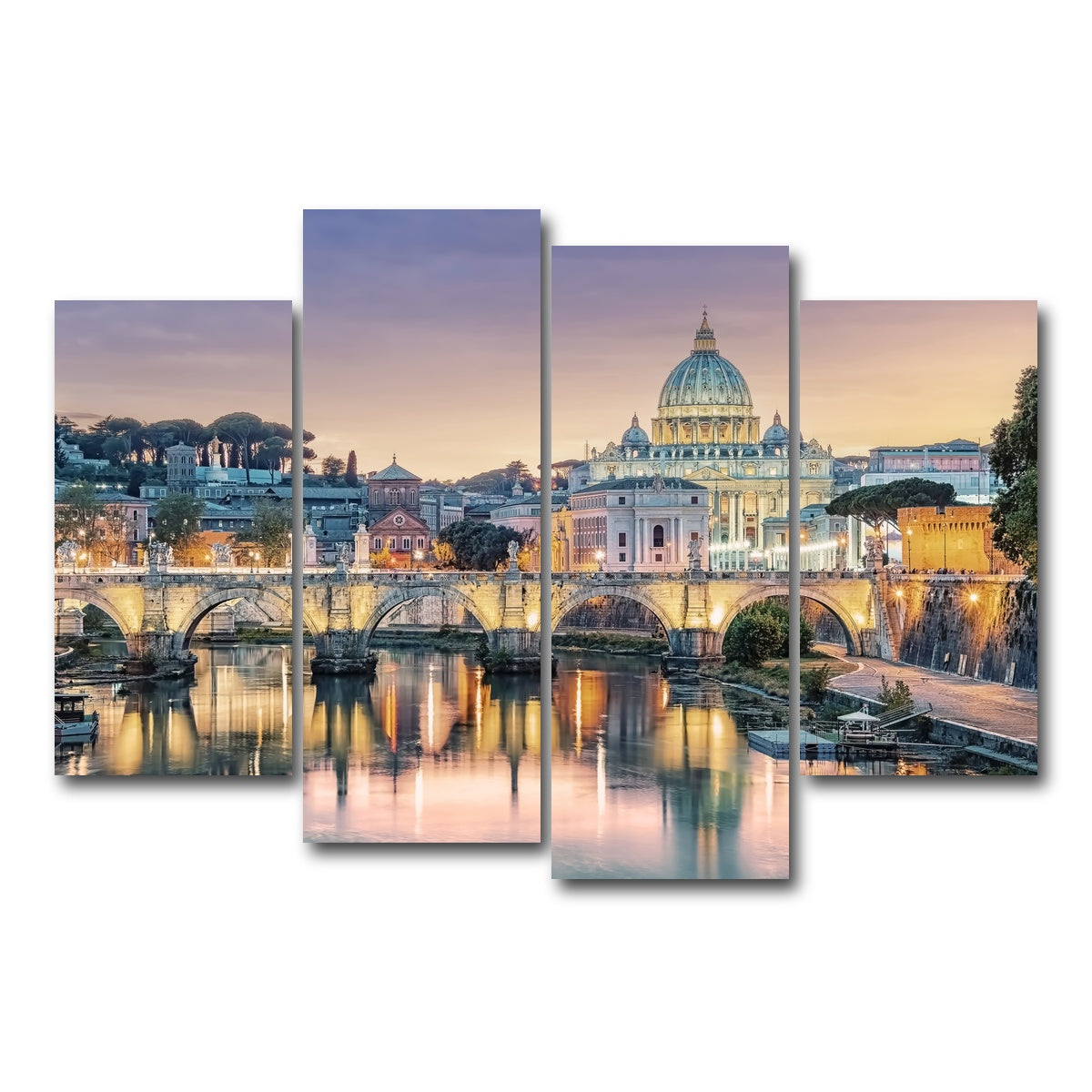 AUTO-MOCKUP WHITE | Sunset In Rome | 4 Piece | Gallery Wrap Canvas | group=4_short