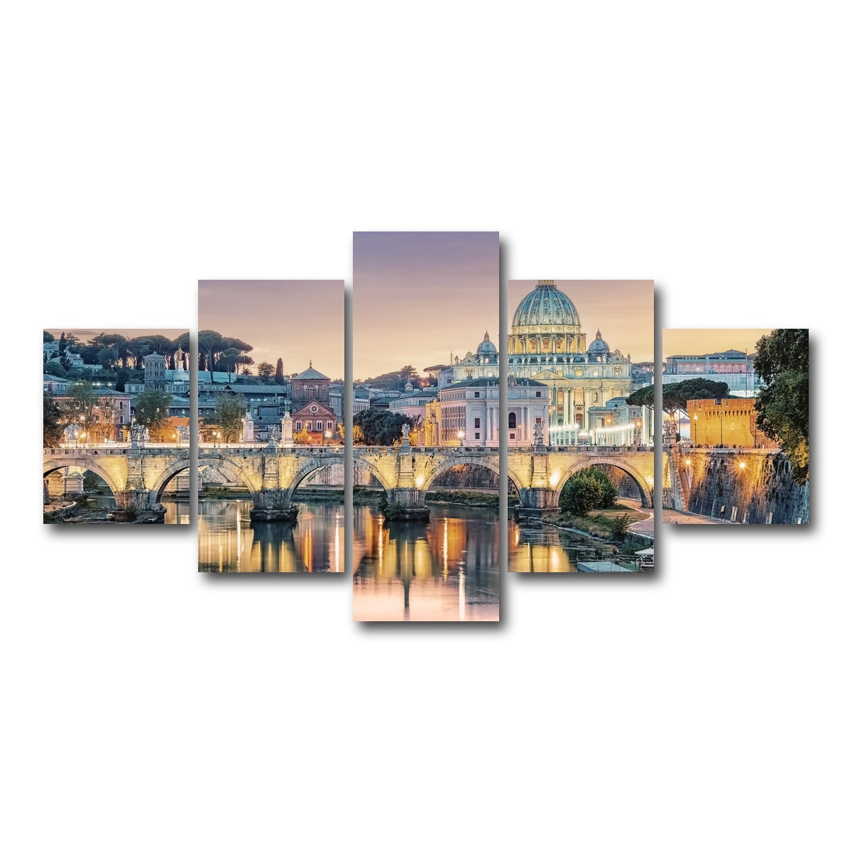 AUTO-MOCKUP WHITE | Sunset In Rome | 5 Piece | Gallery Wrap Canvas | group=5_short