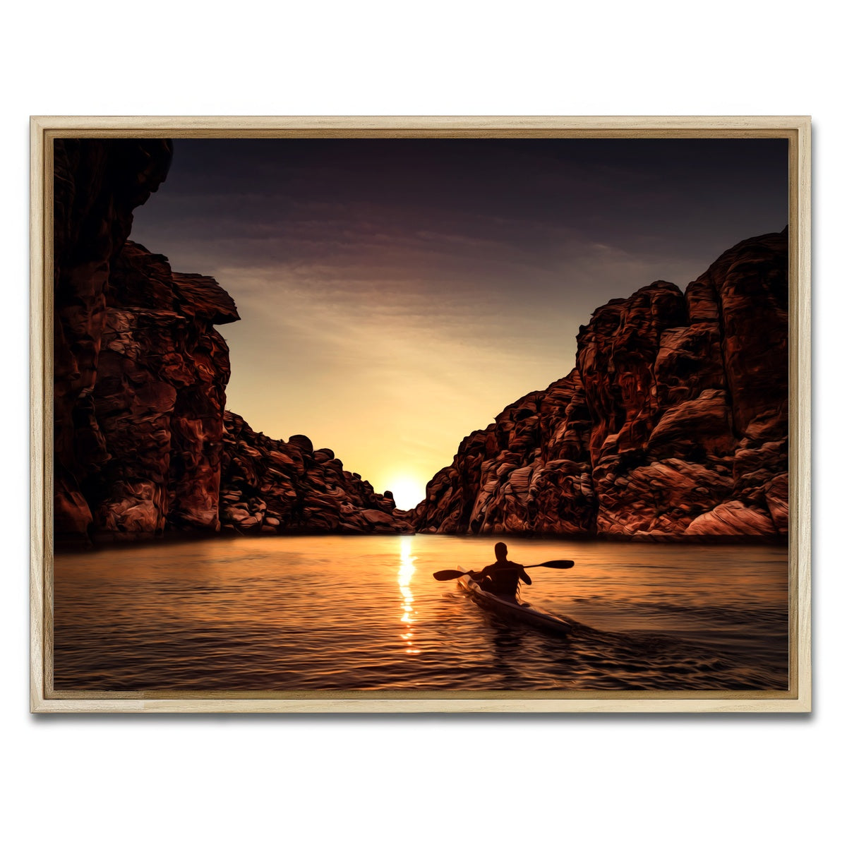 AUTO-MOCKUP WHITE | Sunset Kayak | 1 Piece | Natural Framed Canvas | group=4x3