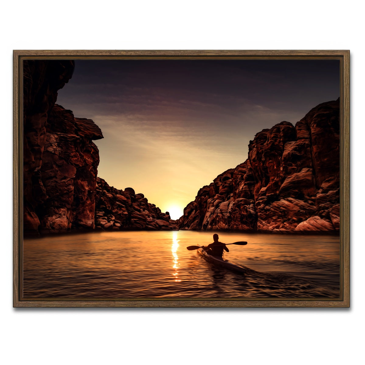 AUTO-MOCKUP WHITE | Sunset Kayak | 1 Piece | Walnut Framed Canvas | group=4x3