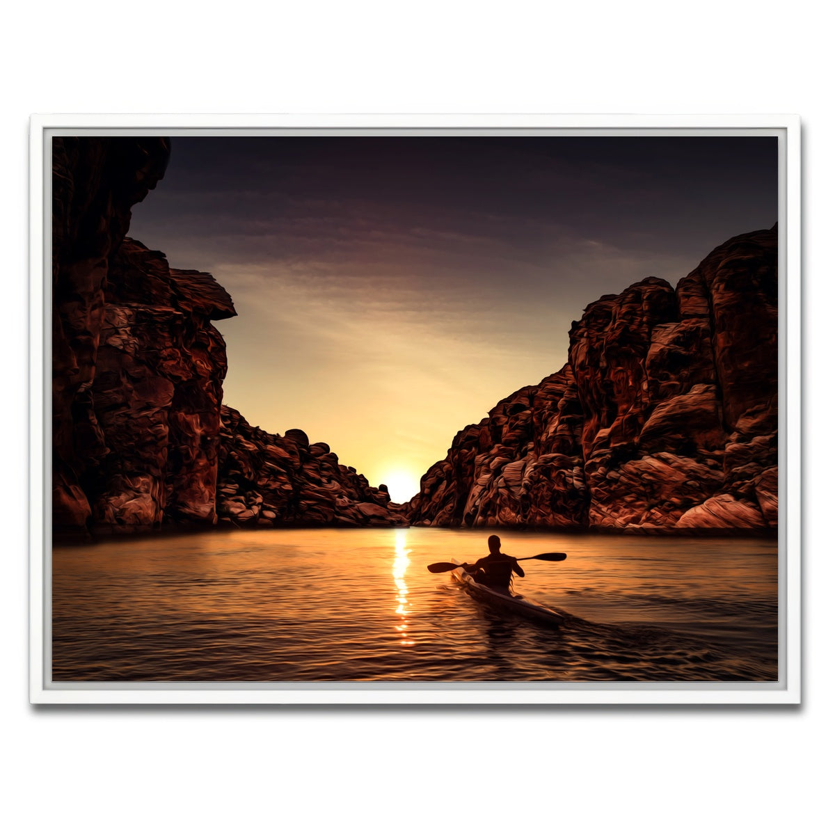 AUTO-MOCKUP WHITE | Sunset Kayak | 1 Piece | White Framed Canvas | group=4x3