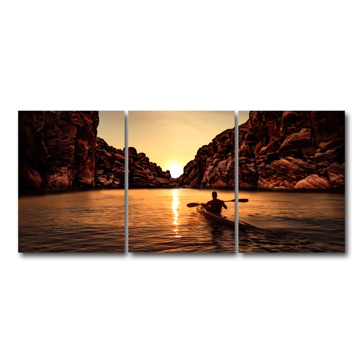 AUTO-MOCKUP WHITE | Sunset Kayak | 3 Piece | Gallery Wrap Canvas | group=18x24