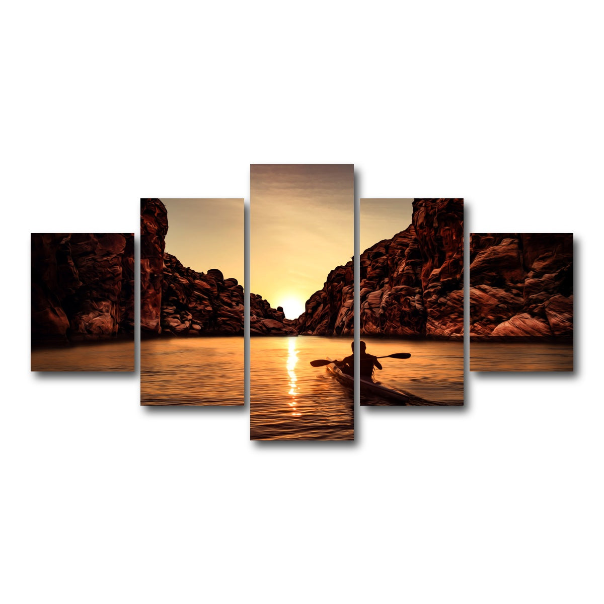 AUTO-MOCKUP WHITE | Sunset Kayak | 5 Piece | Gallery Wrap Canvas | group=5_short