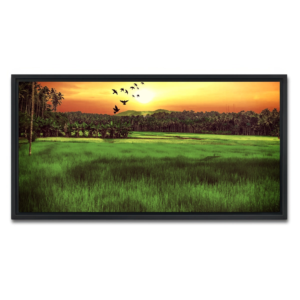 AUTO-MOCKUP WHITE | Sunset Landscape | 1 Piece | Black Framed Canvas | group=2x1