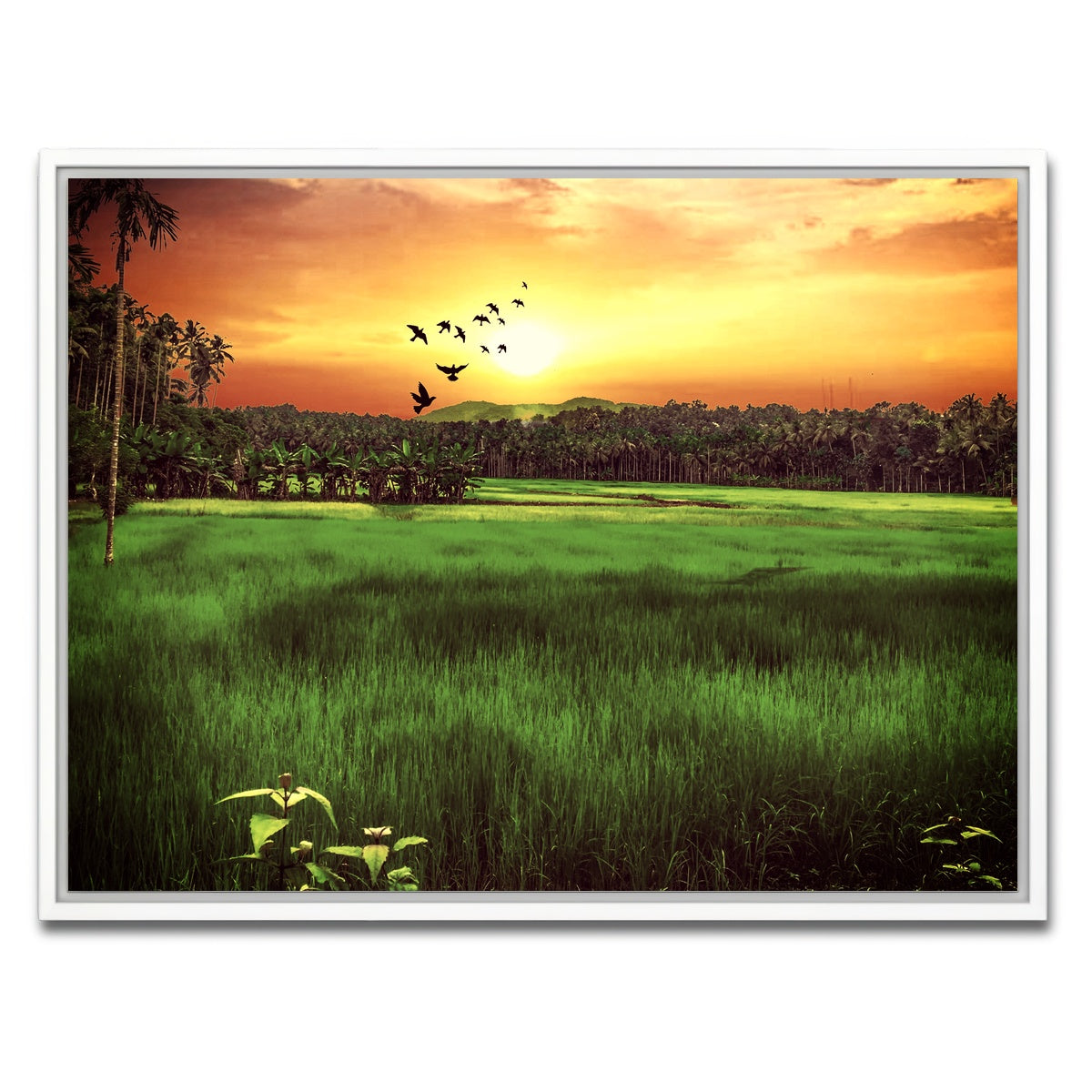 AUTO-MOCKUP WHITE | Sunset Landscape | 1 Piece | White Framed Canvas | group=4x3