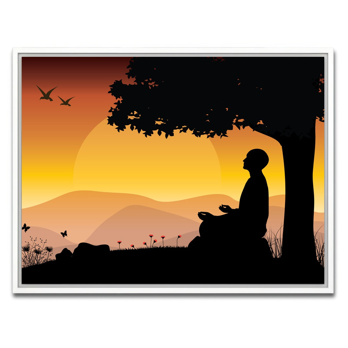 AUTO-MOCKUP WHITE | Sunset Meditation | 1 Piece | White Framed Canvas | group=4x3