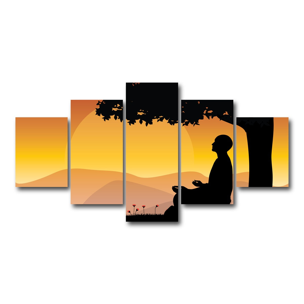 AUTO-MOCKUP WHITE | Sunset Meditation | 5 Piece | Gallery Wrap Canvas | group=5_short