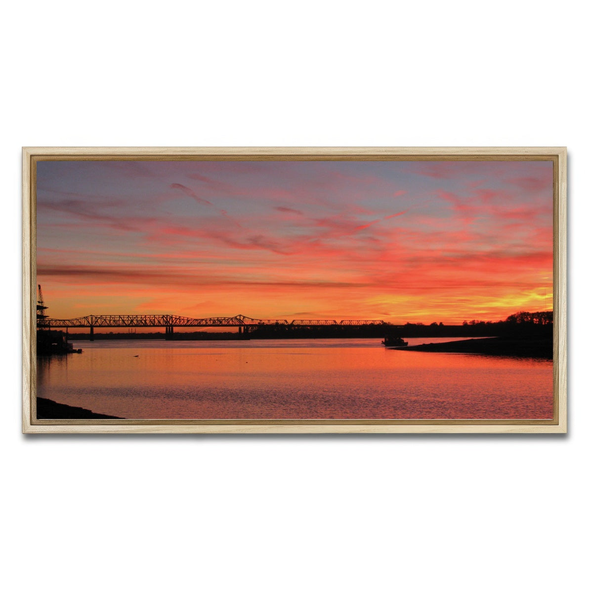 AUTO-MOCKUP WHITE | Sunset Mississippi River in Memphis | 1 Piece | Natural Framed Canvas | group=2x1