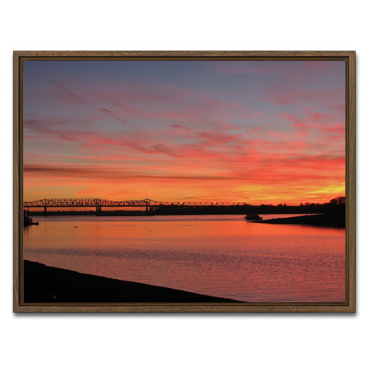AUTO-MOCKUP WHITE | Sunset Mississippi River in Memphis | 1 Piece | Walnut Framed Canvas | group=4x3