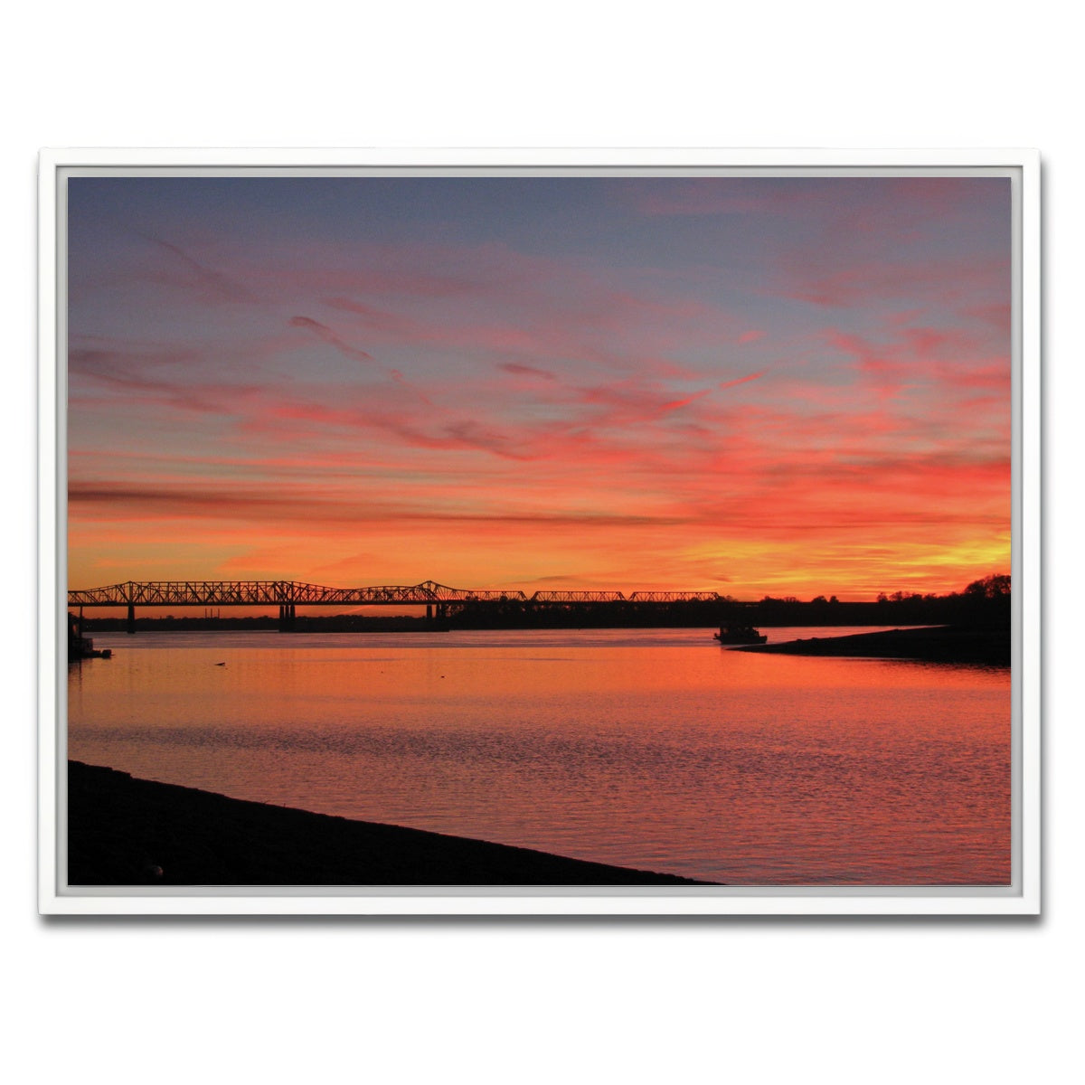 AUTO-MOCKUP WHITE | Sunset Mississippi River in Memphis | 1 Piece | White Framed Canvas | group=4x3