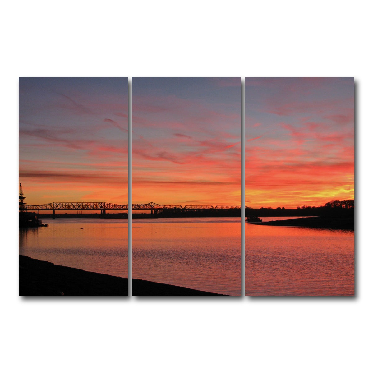 AUTO-MOCKUP WHITE | Sunset Mississippi River in Memphis | 3 Piece | Gallery Wrap Canvas | group=12x24