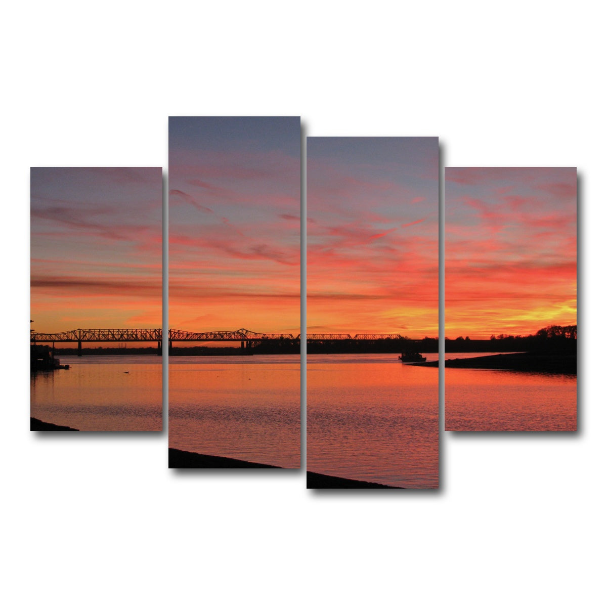 AUTO-MOCKUP WHITE | Sunset Mississippi River in Memphis | 4 Piece | Gallery Wrap Canvas | group=4_short