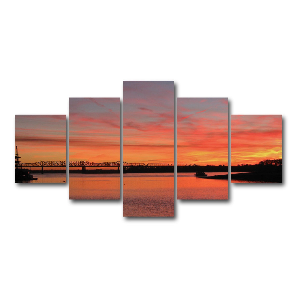 AUTO-MOCKUP WHITE | Sunset Mississippi River in Memphis | 5 Piece | Gallery Wrap Canvas | group=5_short