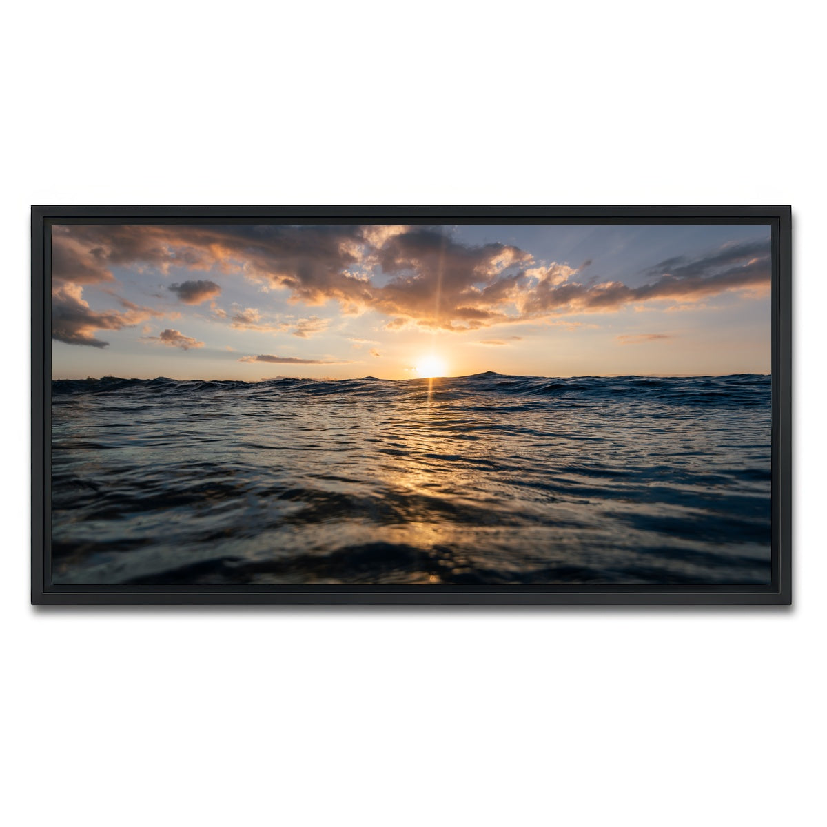 AUTO-MOCKUP WHITE | Sunset Ocean | 1 Piece | Black Framed Canvas | group=2x1