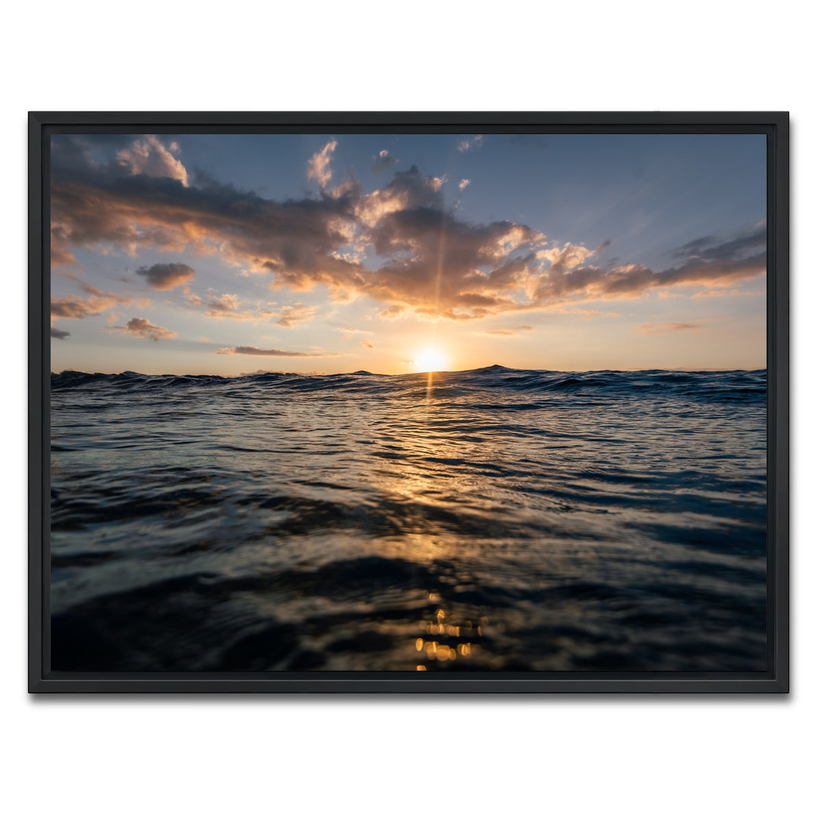 AUTO-MOCKUP WHITE | Sunset Ocean | 1 Piece | Black Framed Canvas | group=4x3