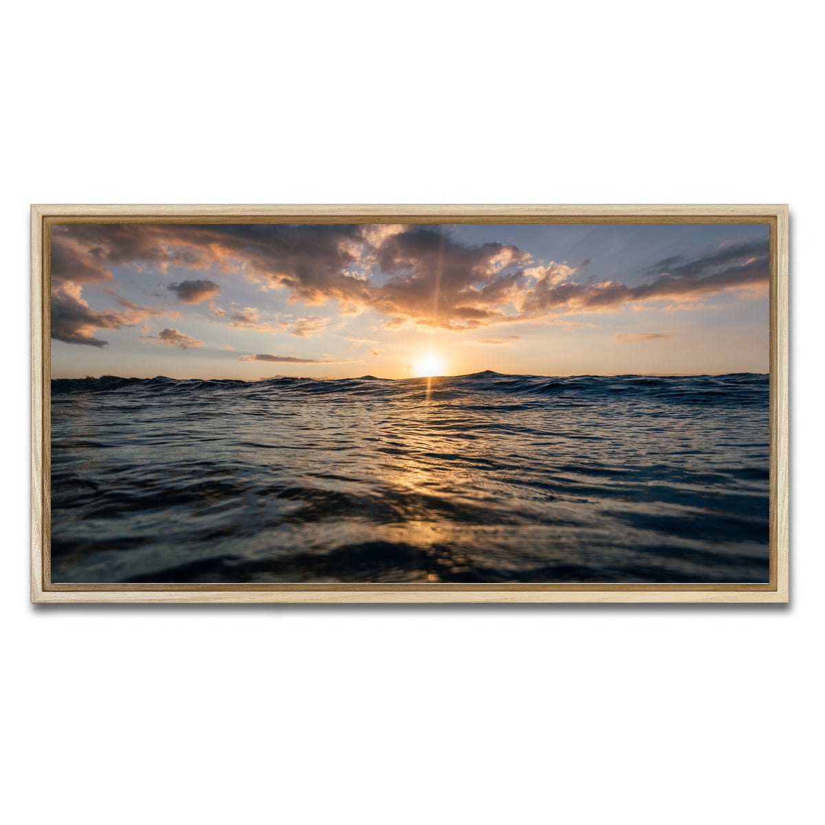 AUTO-MOCKUP WHITE | Sunset Ocean | 1 Piece | Natural Framed Canvas | group=2x1