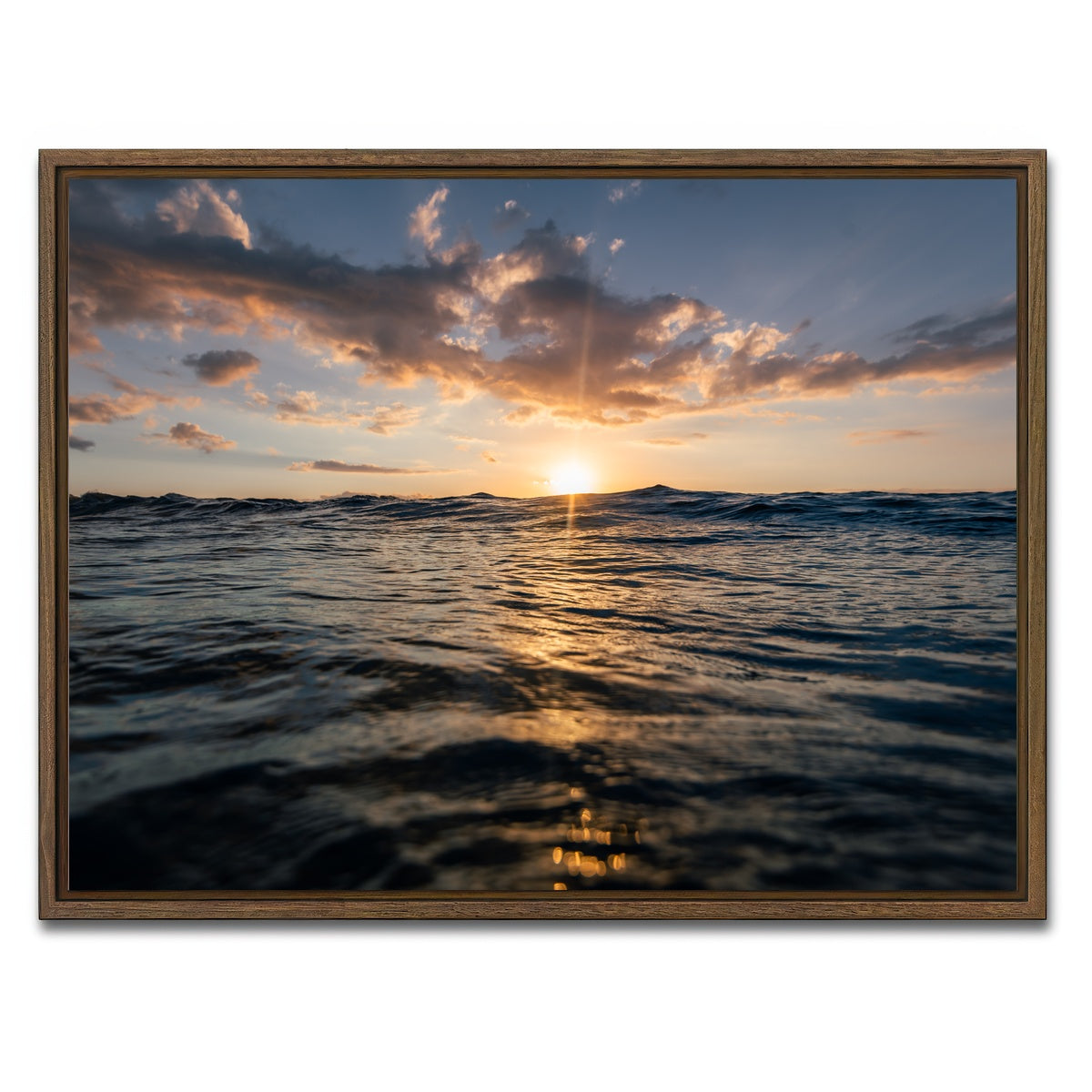 AUTO-MOCKUP WHITE | Sunset Ocean | 1 Piece | Walnut Framed Canvas | group=4x3