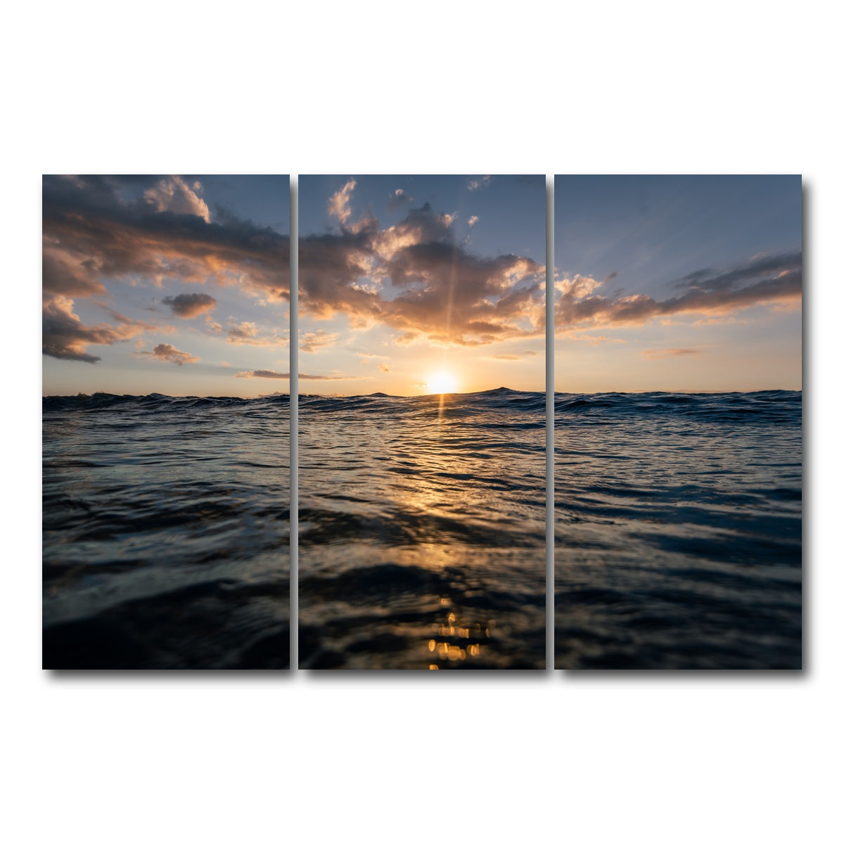 AUTO-MOCKUP WHITE | Sunset Ocean | 3 Piece | Gallery Wrap Canvas | group=12x24