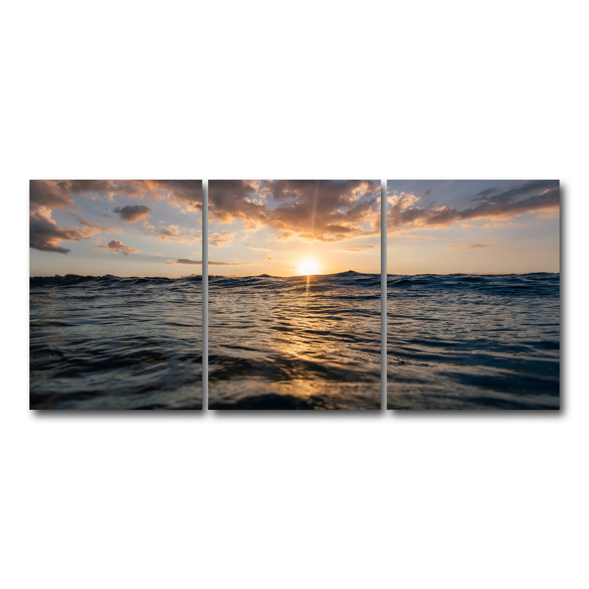 AUTO-MOCKUP WHITE | Sunset Ocean | 3 Piece | Gallery Wrap Canvas | group=18x24