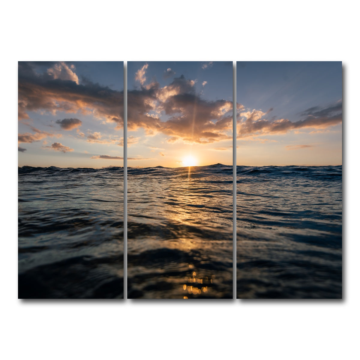 AUTO-MOCKUP WHITE | Sunset Ocean | 3 Piece | Gallery Wrap Canvas | group=8x18
