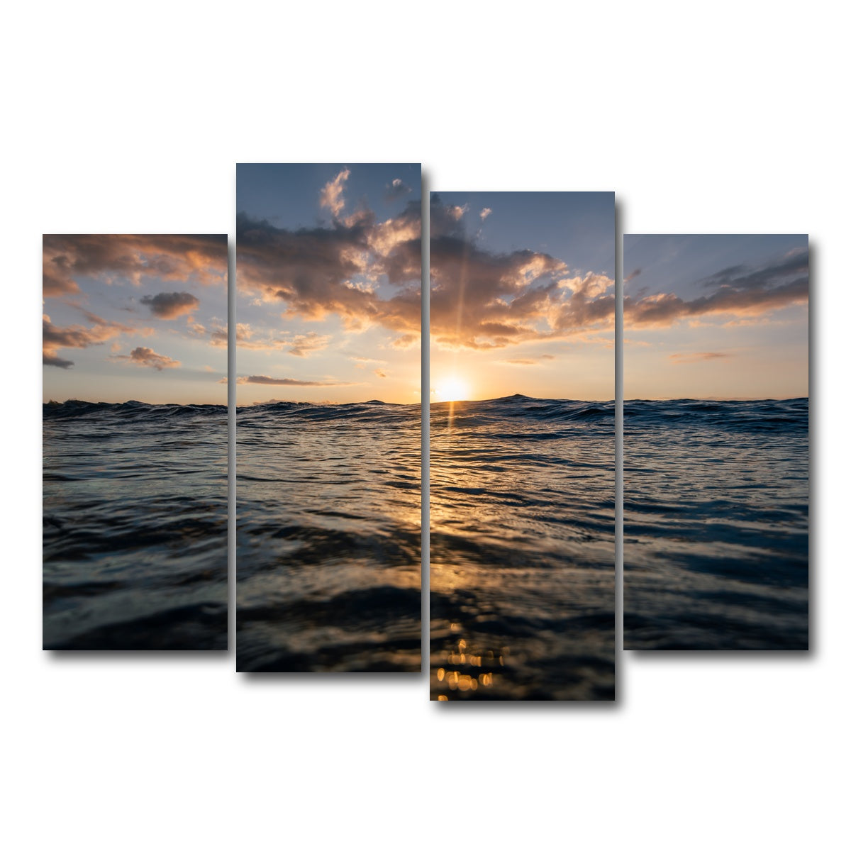 AUTO-MOCKUP WHITE | Sunset Ocean | 4 Piece | Gallery Wrap Canvas | group=4_normal
