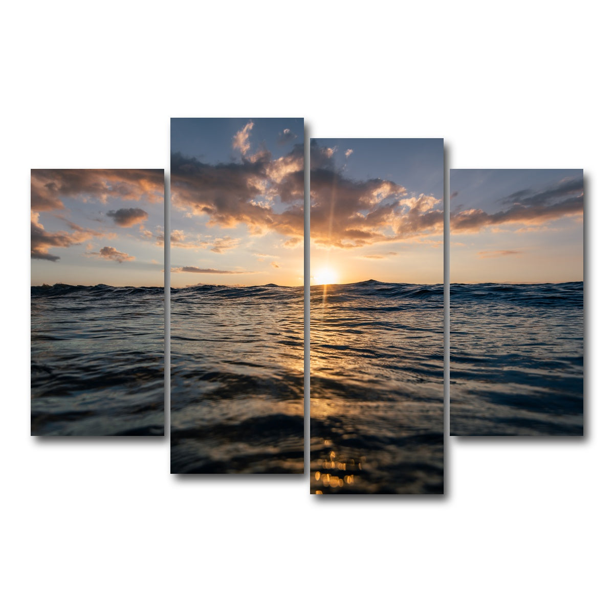 AUTO-MOCKUP WHITE | Sunset Ocean | 4 Piece | Gallery Wrap Canvas | group=4_short