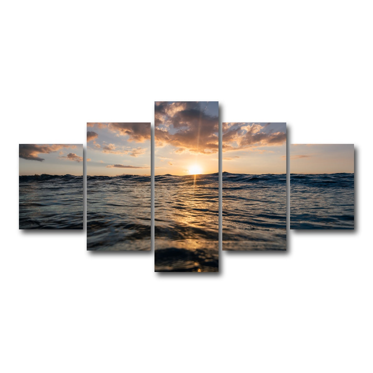 AUTO-MOCKUP WHITE | Sunset Ocean | 5 Piece | Gallery Wrap Canvas | group=5_short