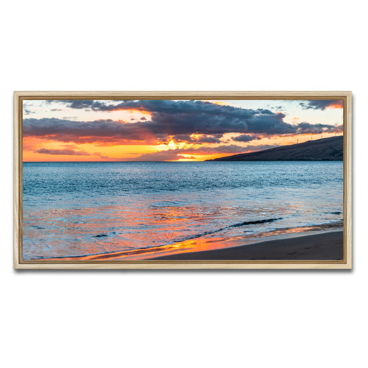 AUTO-MOCKUP WHITE | Sunset Over the Beach | 1 Piece | Natural Framed Canvas | group=2x1