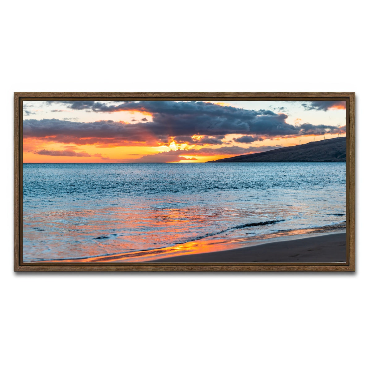AUTO-MOCKUP WHITE | Sunset Over the Beach | 1 Piece | Walnut Framed Canvas | group=2x1