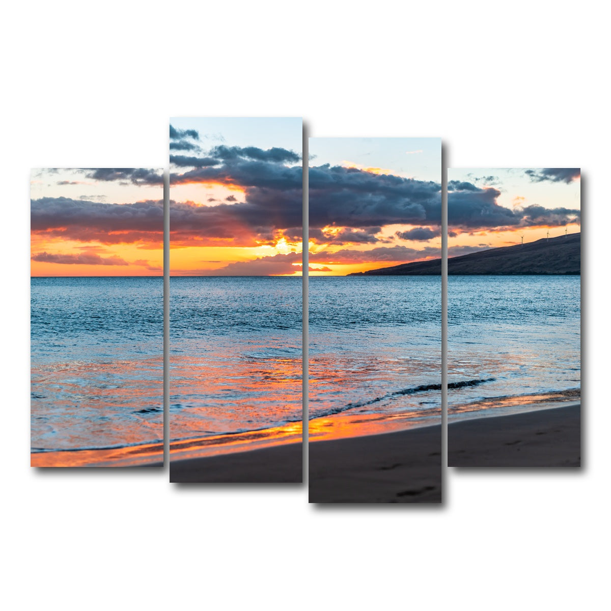 AUTO-MOCKUP WHITE | Sunset Over the Beach | 4 Piece | Gallery Wrap Canvas | group=4_normal