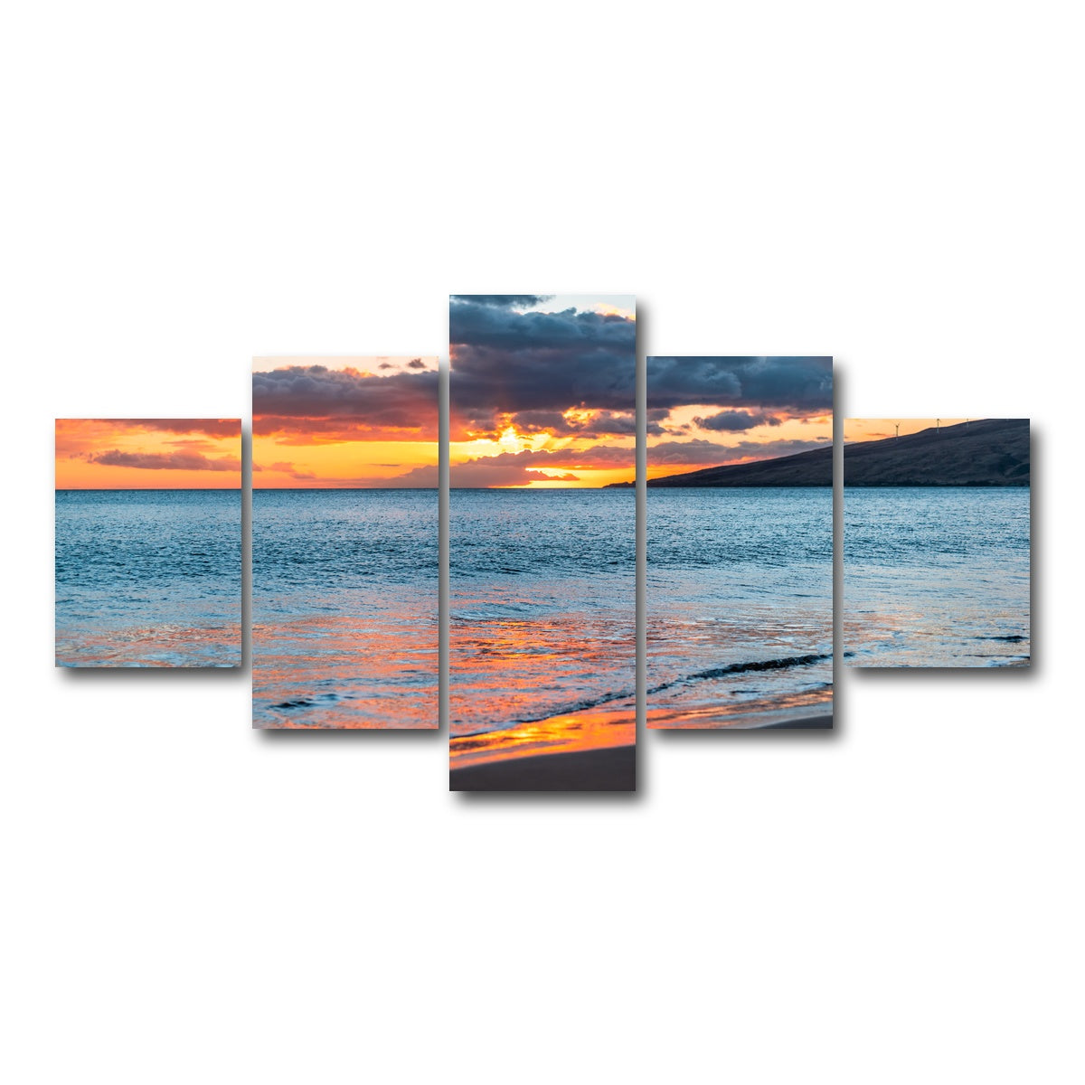 AUTO-MOCKUP WHITE | Sunset Over the Beach | 5 Piece | Gallery Wrap Canvas | group=5_short