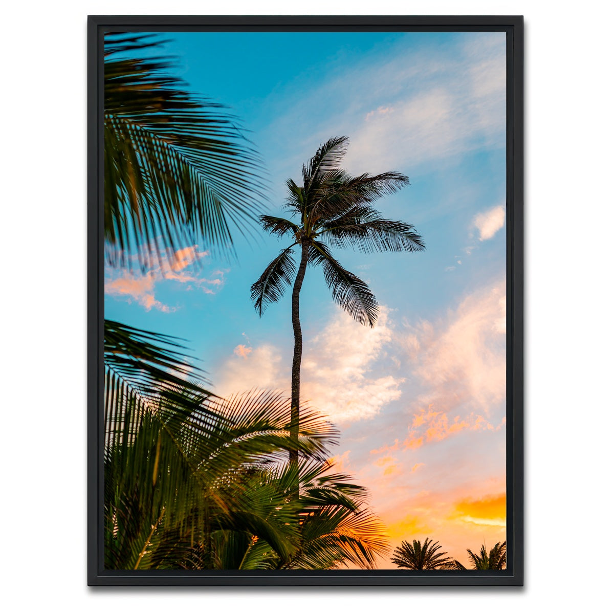 AUTO-MOCKUP WHITE | Sunset Palm | 1 Piece | Black Framed Canvas | group=3x4
