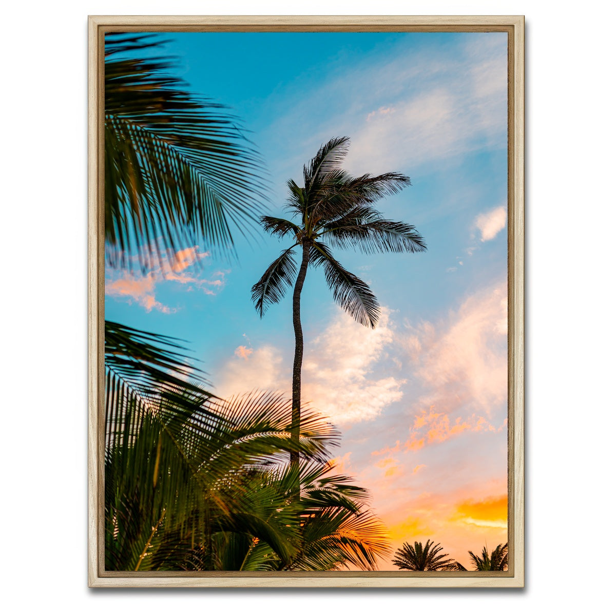 AUTO-MOCKUP WHITE | Sunset Palm | 1 Piece | Natural Framed Canvas | group=3x4