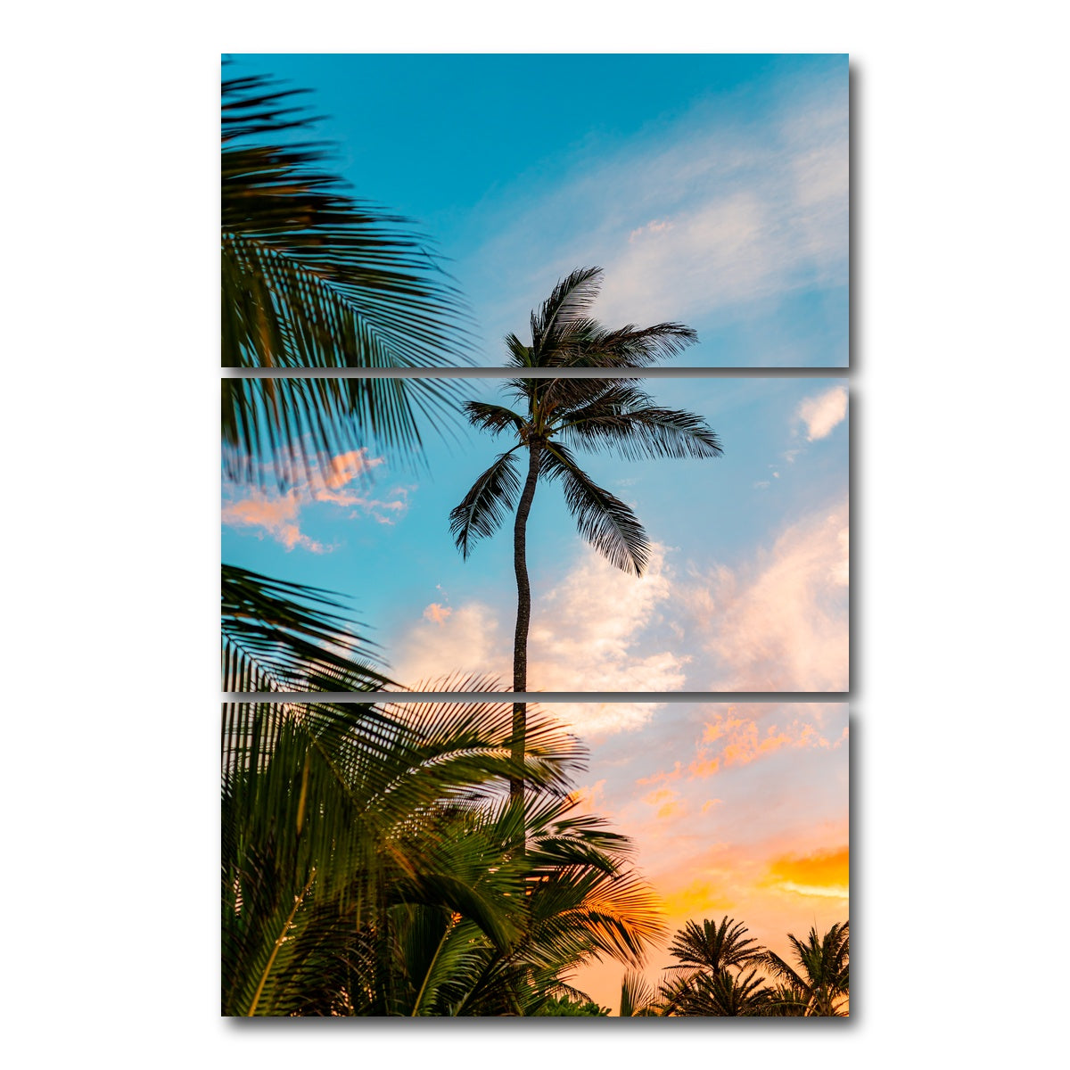 AUTO-MOCKUP WHITE | Sunset Palm | 3 Piece | Gallery Wrap Canvas | group=12x24_stacked