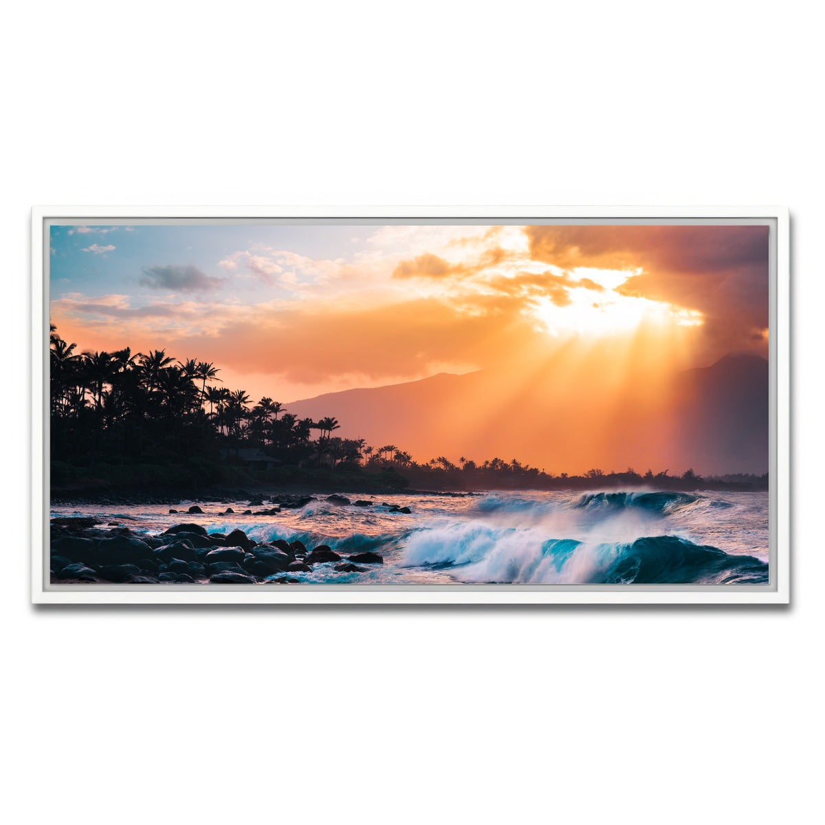 AUTO-MOCKUP WHITE | Sunset Paradise | 1 Piece | White Framed Canvas | group=2x1