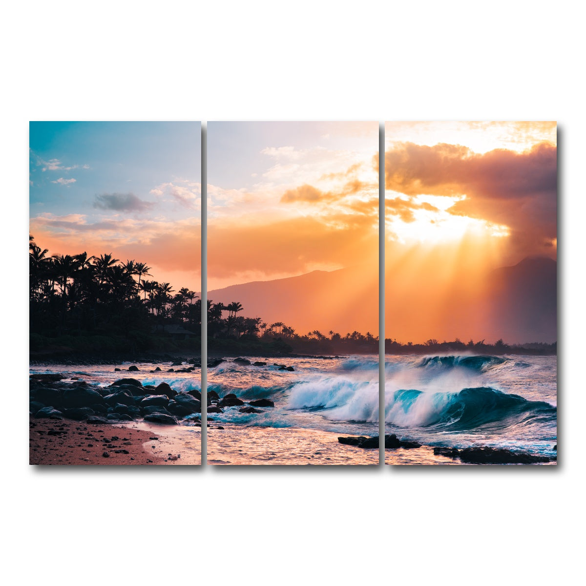 AUTO-MOCKUP WHITE | Sunset Paradise | 3 Piece | Gallery Wrap Canvas | group=12x24