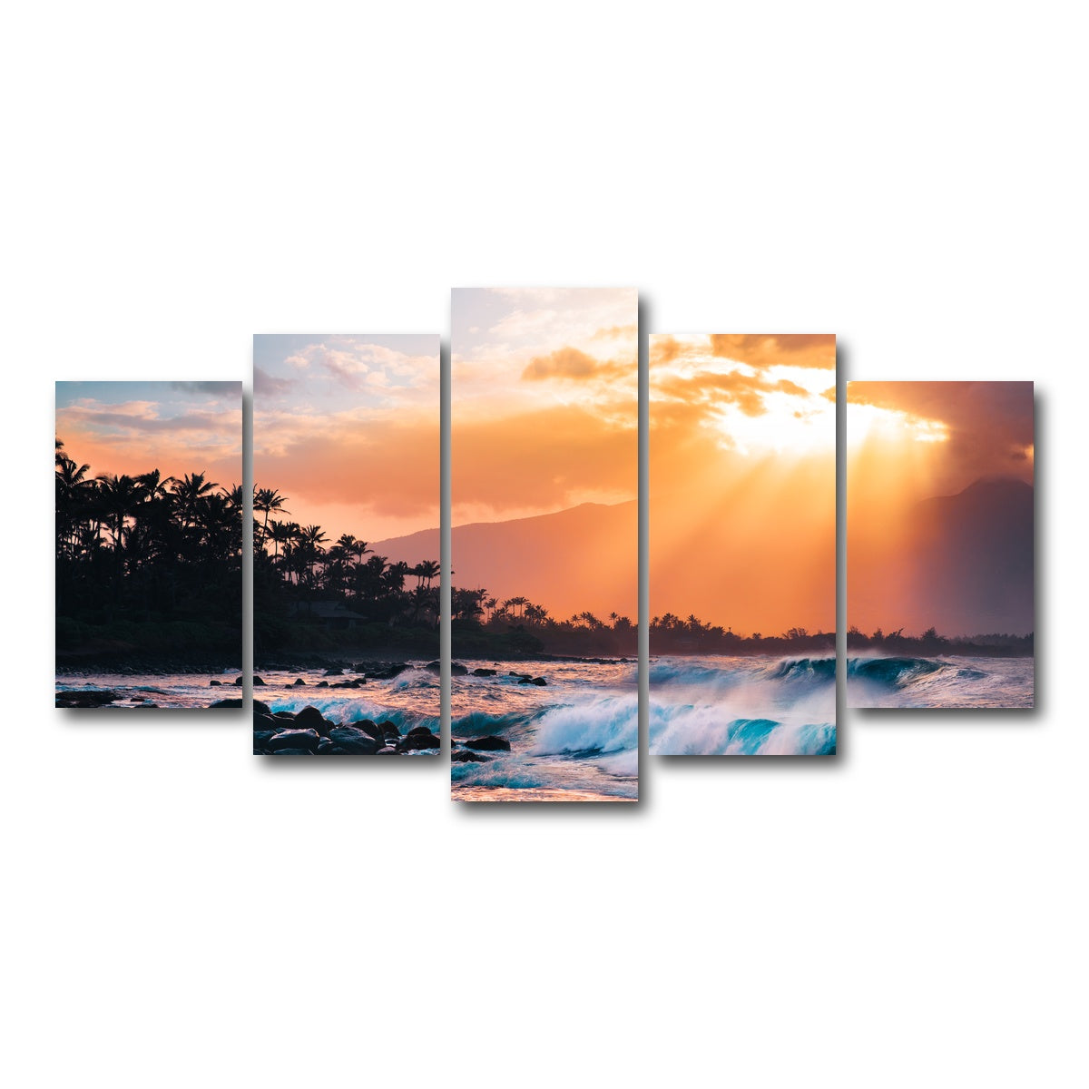 AUTO-MOCKUP WHITE | Sunset Paradise | 5 Piece | Gallery Wrap Canvas | group=5_normal