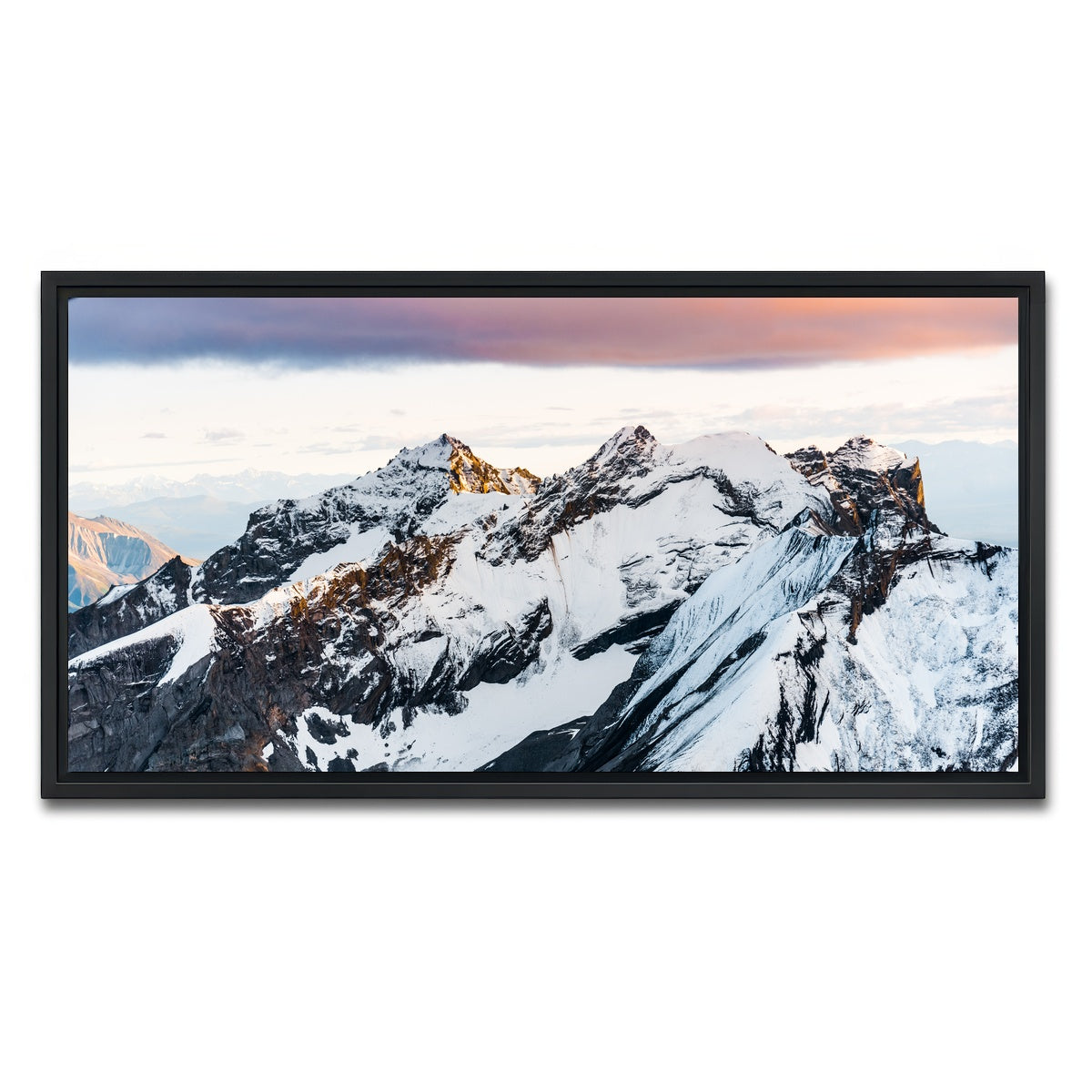 AUTO-MOCKUP WHITE | Sunset Peaks | 1 Piece | Black Framed Canvas | group=2x1