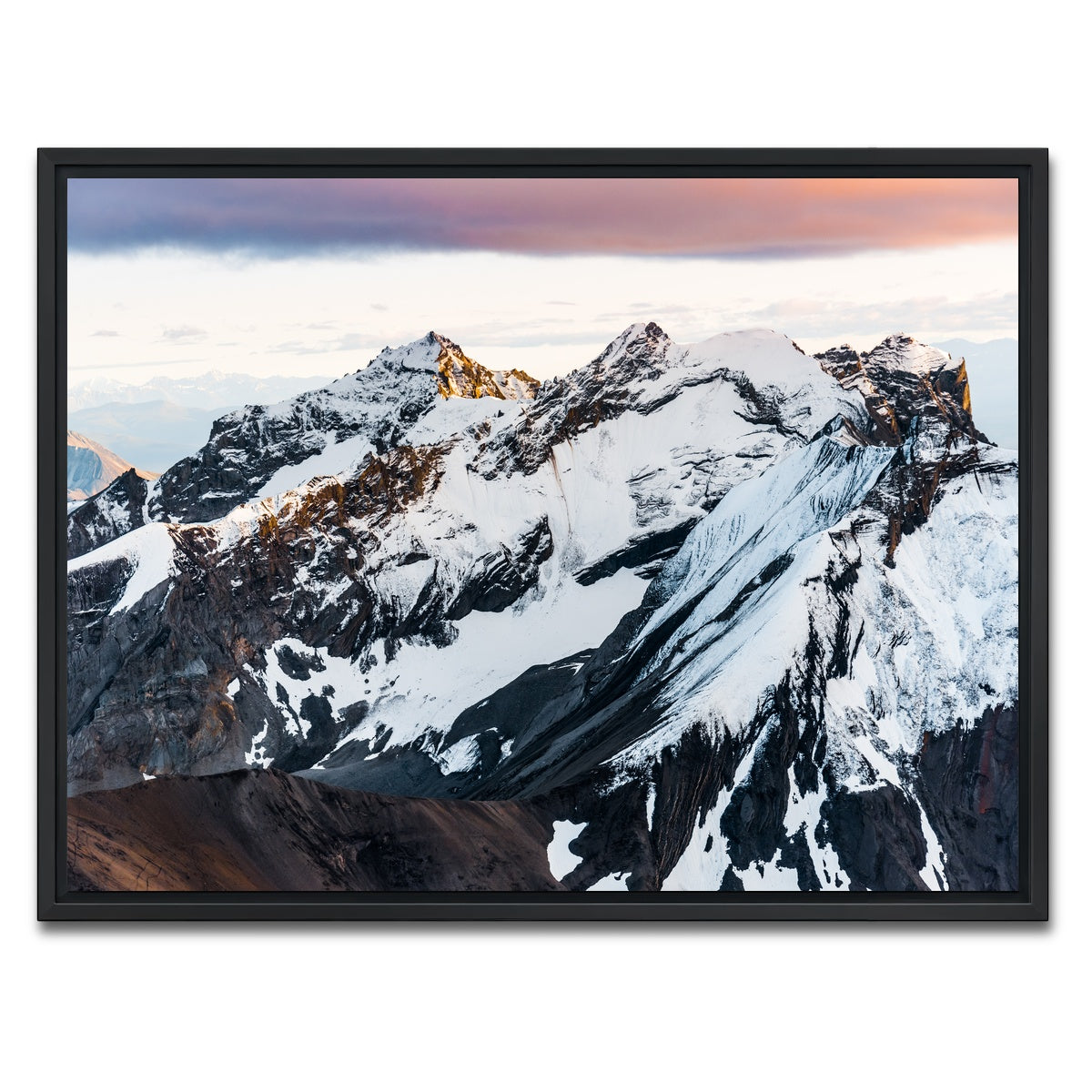 AUTO-MOCKUP WHITE | Sunset Peaks | 1 Piece | Black Framed Canvas | group=4x3