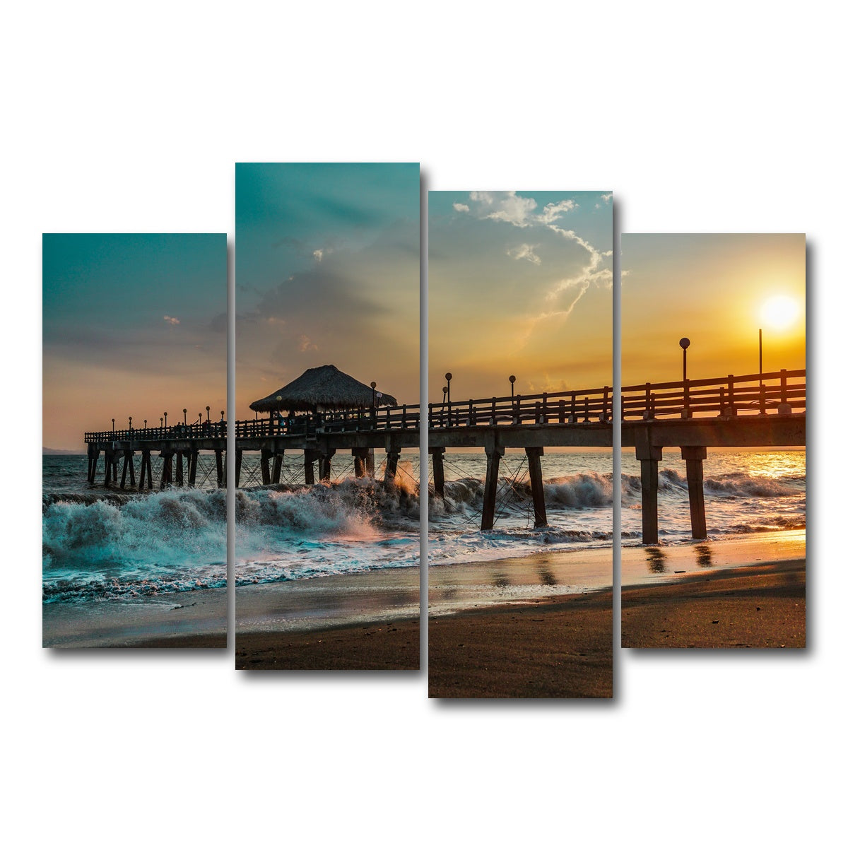 AUTO-MOCKUP WHITE | Sunset Pier | 4 Piece | Gallery Wrap Canvas | group=4_normal