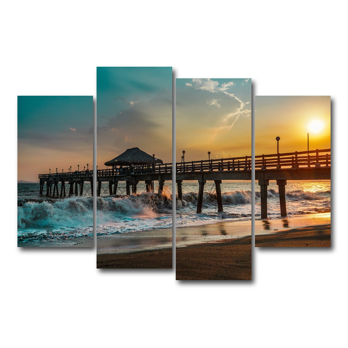 AUTO-MOCKUP WHITE | Sunset Pier | 4 Piece | Gallery Wrap Canvas | group=4_short