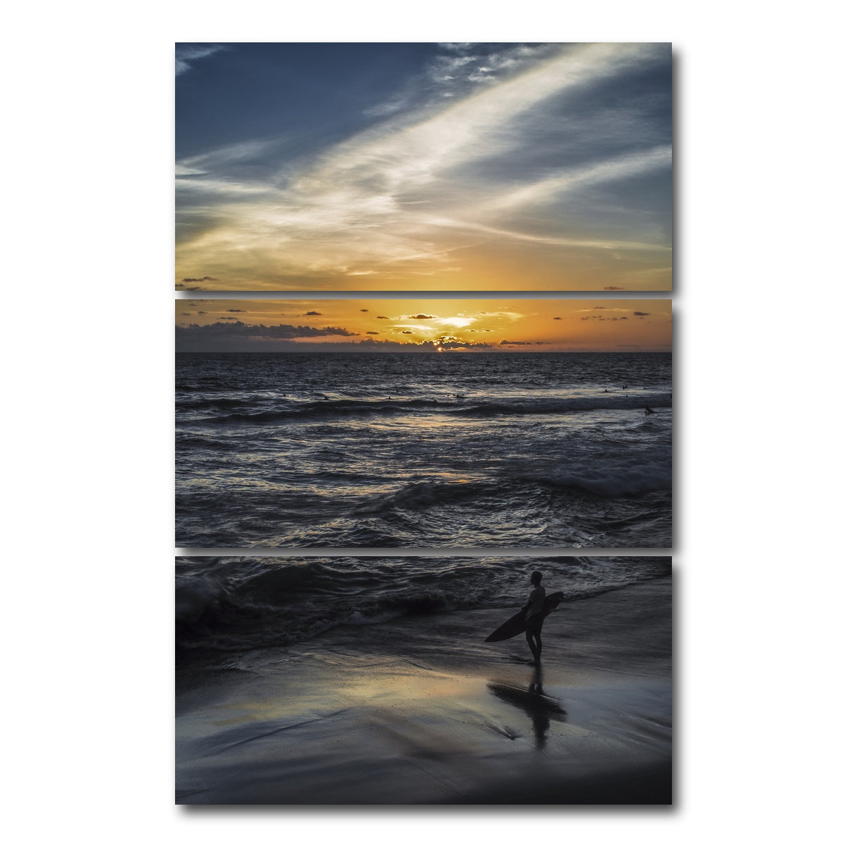 AUTO-MOCKUP WHITE | Sunset Surfer | 3 Piece | Gallery Wrap Canvas | group=12x24_stacked