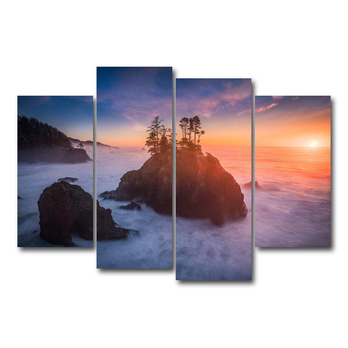 AUTO-MOCKUP WHITE | Sunset and Sea Stacks | 4 Piece | Gallery Wrap Canvas | group=4_short