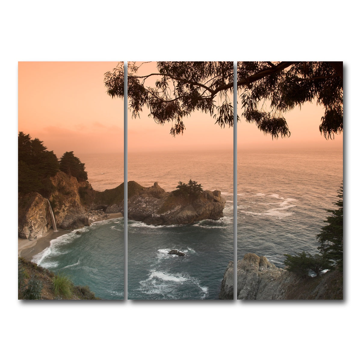 AUTO-MOCKUP WHITE | Sunset at California beach | 3 Piece | Gallery Wrap Canvas | group=8x18