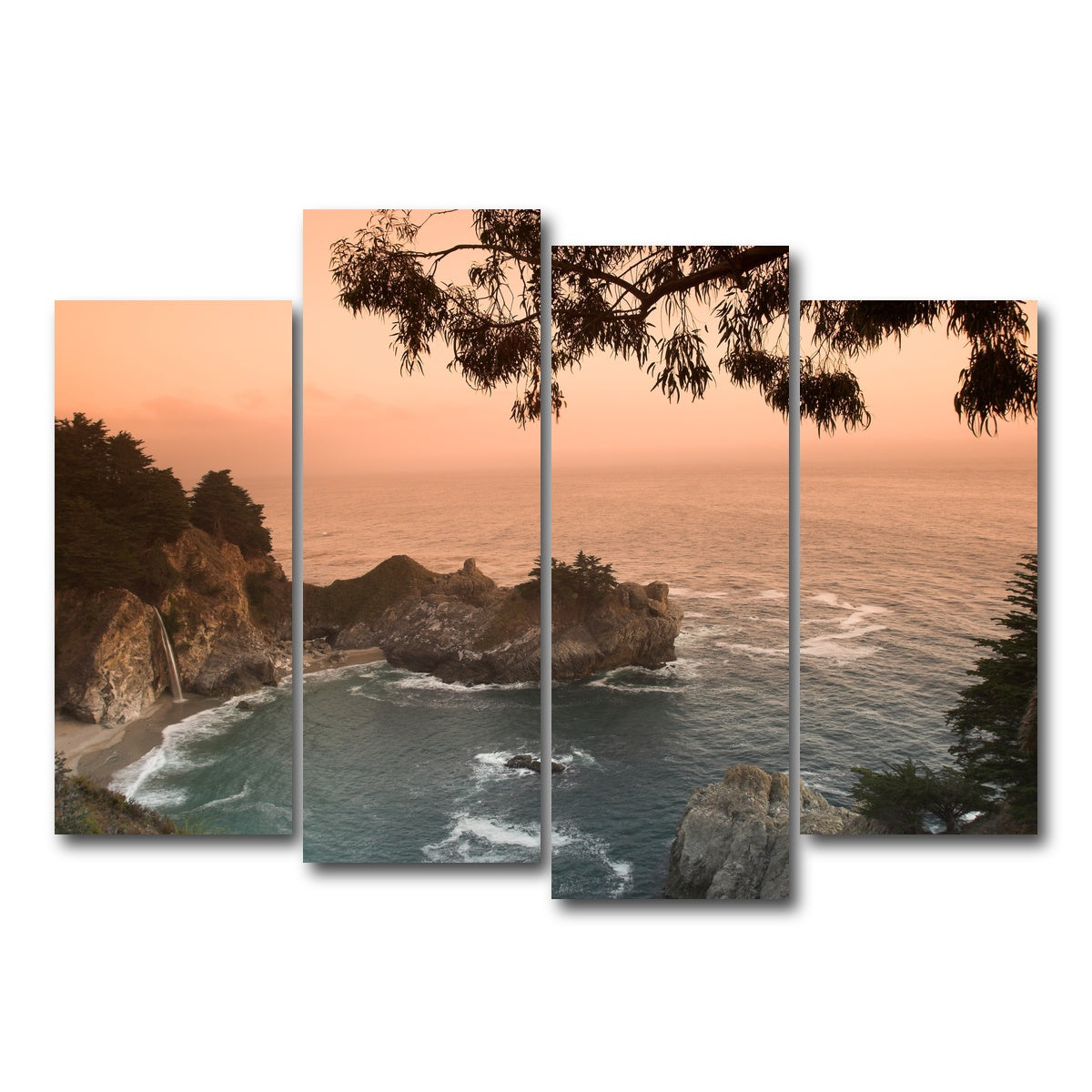 AUTO-MOCKUP WHITE | Sunset at California beach | 4 Piece | Gallery Wrap Canvas | group=4_normal