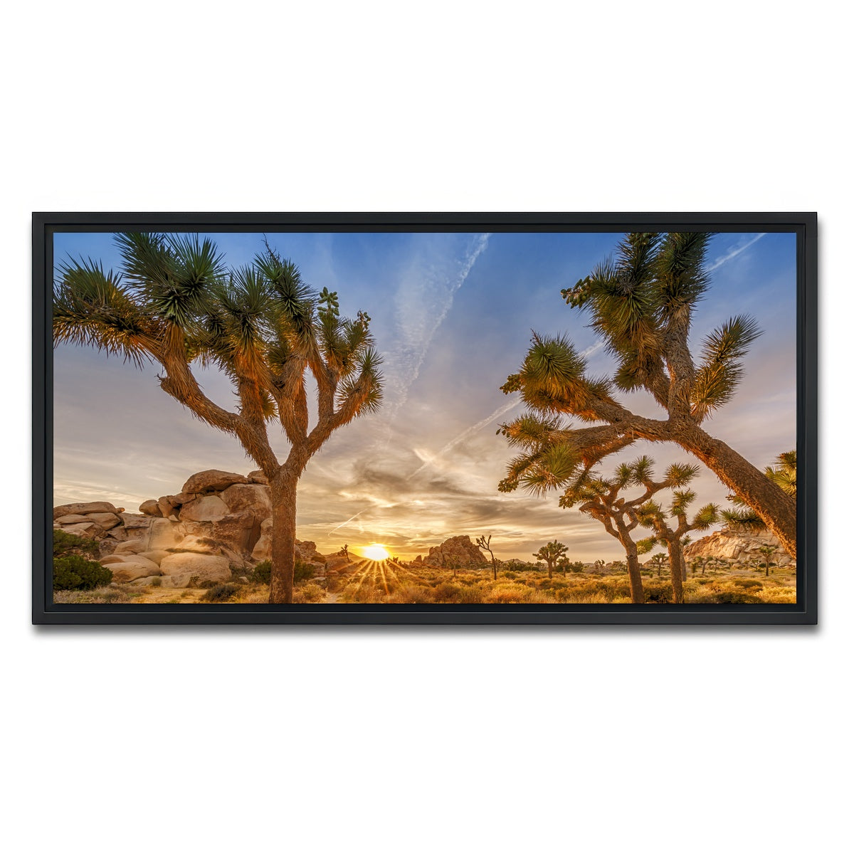 AUTO-MOCKUP WHITE | Sunset at Joshua Tree National Park | 1 Piece | Black Framed Canvas | group=2x1