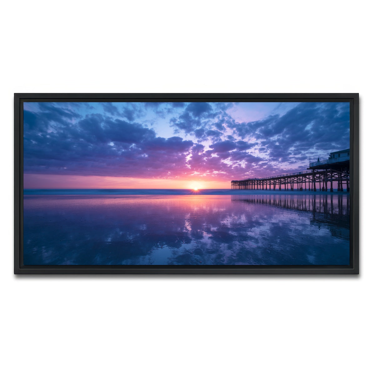 AUTO-MOCKUP WHITE | Sunset at Pacific Beach San Diego | 1 Piece | Black Framed Canvas | group=2x1