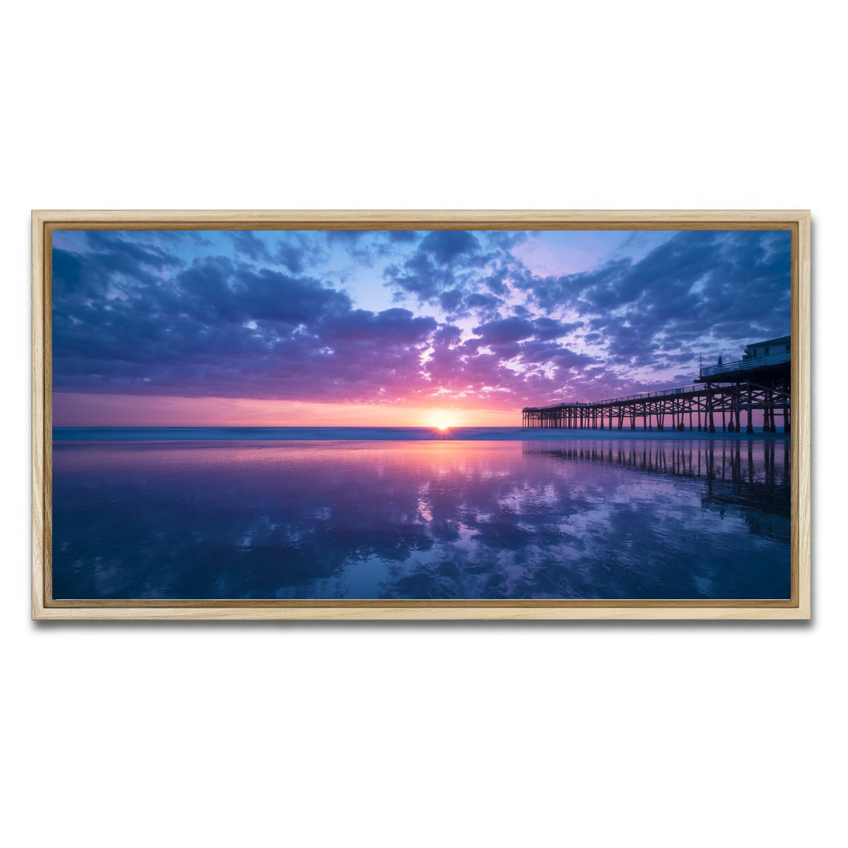 AUTO-MOCKUP WHITE | Sunset at Pacific Beach San Diego | 1 Piece | Natural Framed Canvas | group=2x1