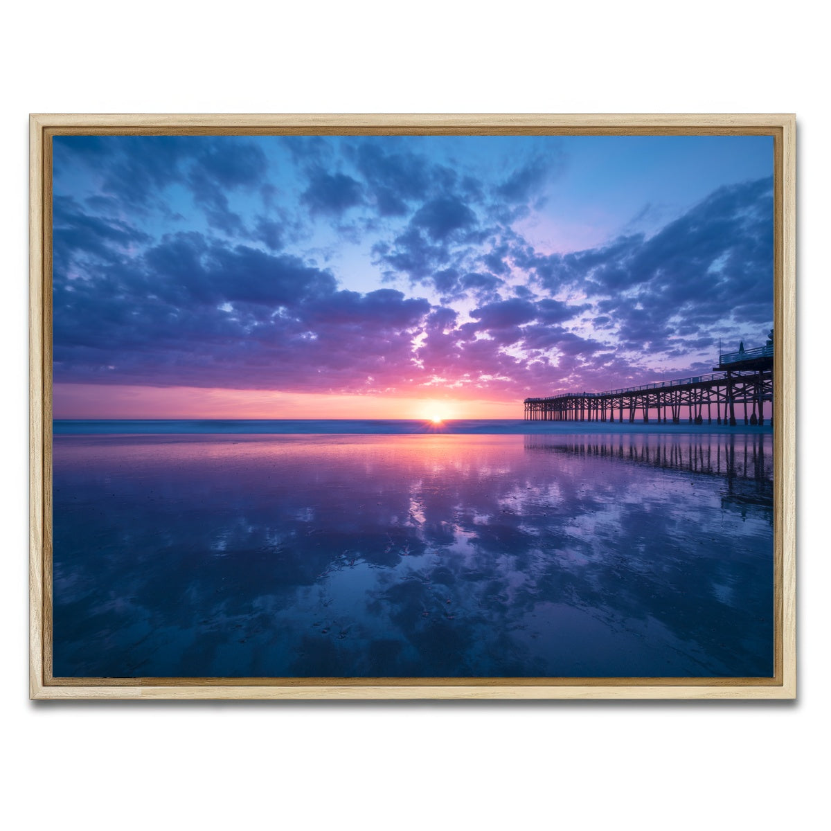 AUTO-MOCKUP WHITE | Sunset at Pacific Beach San Diego | 1 Piece | Natural Framed Canvas | group=4x3